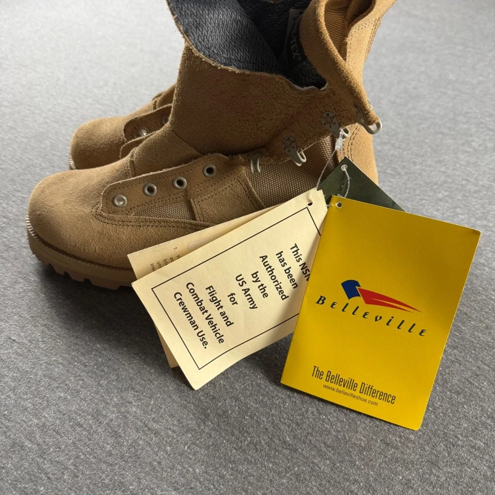 Belleville 6.5 R Mens Tan Suede Gore-Tex Military Flight Combat Boots USA‎ Made